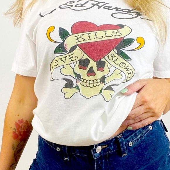 Ed Hardy Tops - vintage y2k 2000’s ed hardy t shirt “eternal love”